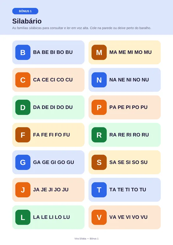 Página do bônus Silabário